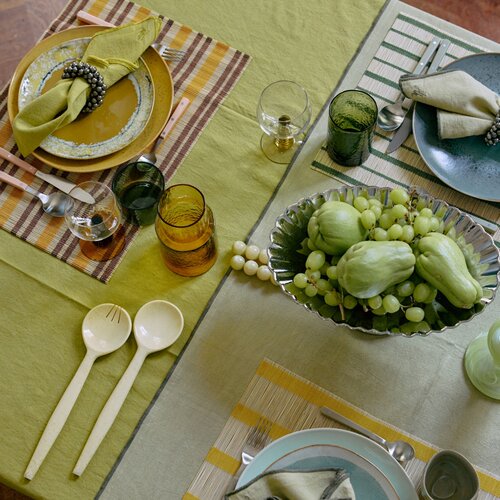 荷兰HKliving竹制餐垫隔热垫茶席餐桌仪式长方形西餐桌垫进口正品