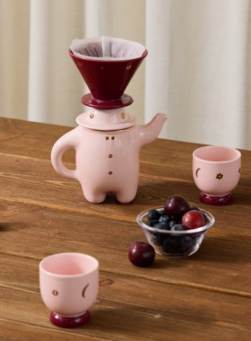 Wekuku茶具咖啡手冲壶套装叉腰壶下午茶具茶壶茶杯陶瓷创意礼物