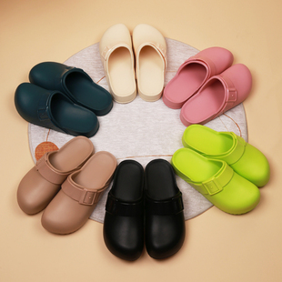 新款厚底纯色半拖鞋夏季包头女士凉拖鞋一脚蹬外穿时尚拖鞋女鞋