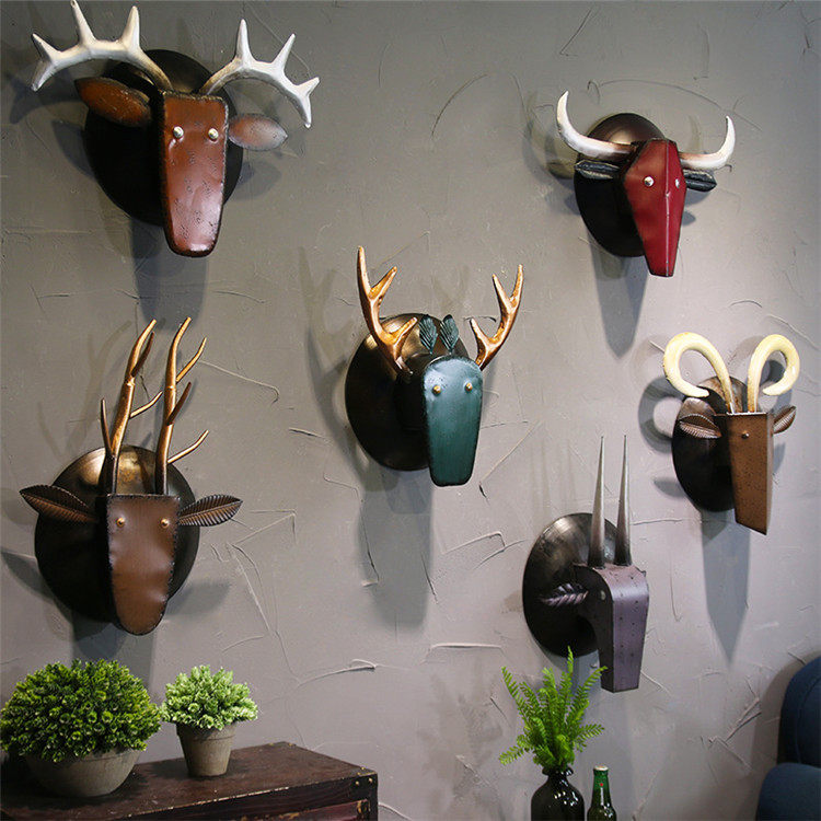 复古创意铁艺墙面动物头装饰壁饰壁挂酒吧家居电视墙上挂件牛头