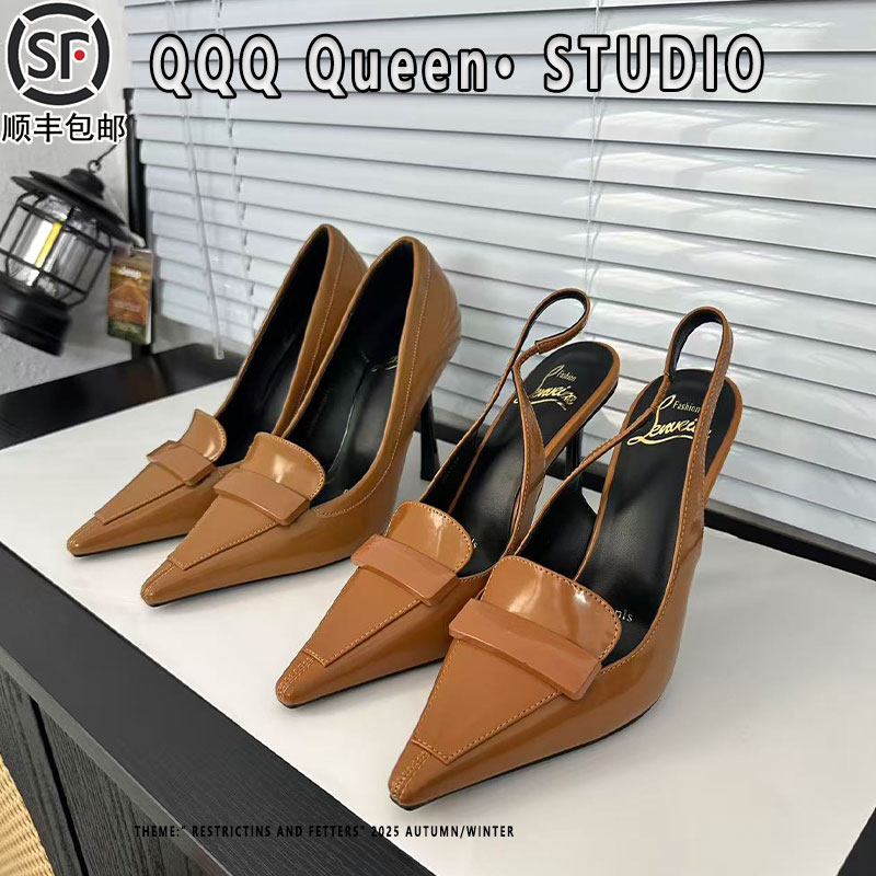 杨树林同款高跟鞋女美拉德2025秋冬季尖头英伦风细跟真皮百搭单鞋