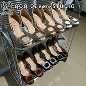 真皮凉鞋 Right 中空2025秋季 方扣时装 Video琮瑷同款 生日宴高跟鞋