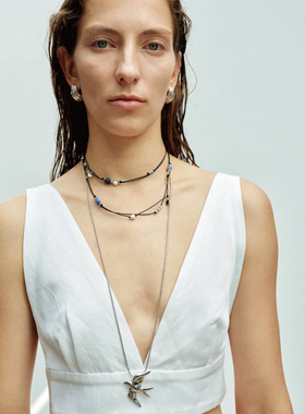 夏季飞鸟度假风一款多戴百搭时髦高级感小众设计双层长项链