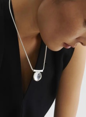 异形透明白水晶吊坠项链