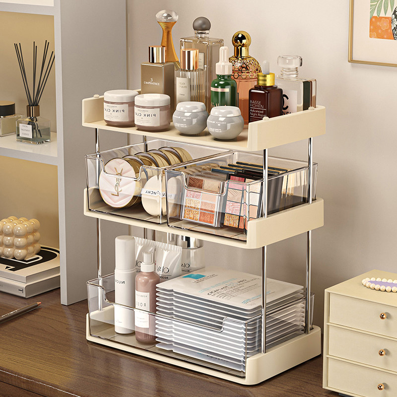 化妆品收纳架多层透明桌面高级感口红香水整理梳妆台护肤品置物架,收纳整理,化妆品收纳架,淘宝优惠券,粉丝福利购,淘宝优惠卷