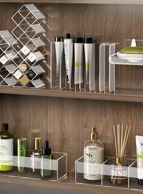 洗手间镜柜收纳盒奶油风浴室柜配件隔板卫生间内抽屉化妆品置物架