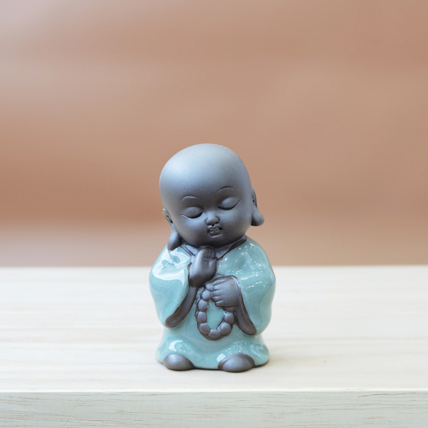 陶瓷小和尚摆件禅意茶宠茶几坐姿佛像沙弥鱼缸假山盆景造景人装饰