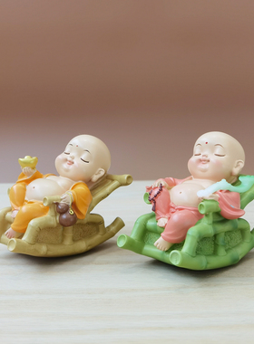 小弥勒躺椅摆件可爱装饰品