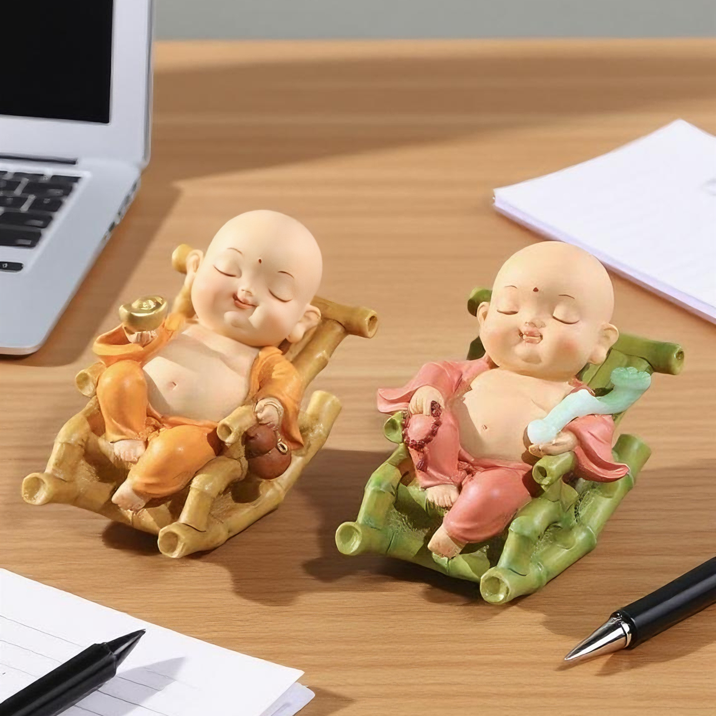 小弥勒躺椅摆件可爱装饰品