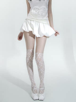 SS2L春夏蕾丝网纱甜酷少女芭蕾风显瘦长筒过膝大腿袜子女ins潮