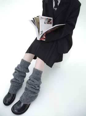 SS2L极简风纯色羊毛针织袜套高级感韩系百搭加厚保暖堆堆袜女ins