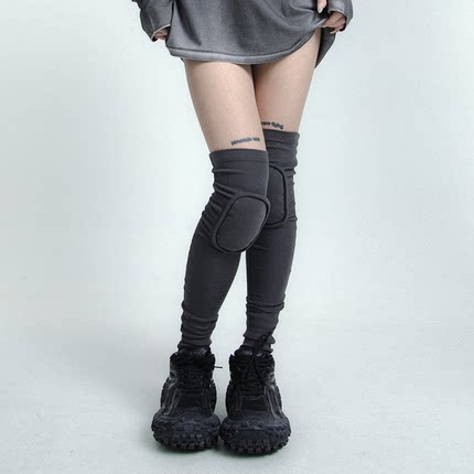 SS2L秋冬新款机能废土风水泥灰护膝过膝大腿袜踩脚袜套女堆堆袜