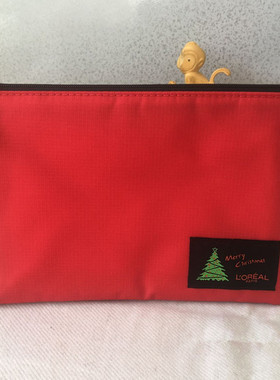 欧莱雅 红色布艺折叠包 化妆包 收纳包 手拿包 零钱包 荷叶化妆包