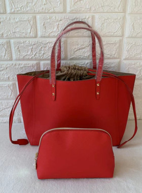 包邮雅诗兰黛红色单肩包大包 便携手拎包带内胆抽绳包 简约化妆包