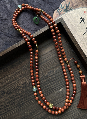 复古新中式花梨木斜挎项链