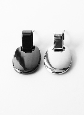 bxges18小耳钉环欧美极简约设计枪黑色银色长方形椭圆形活动中性