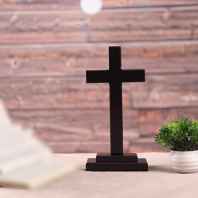 黑色实木十字架摆件木质