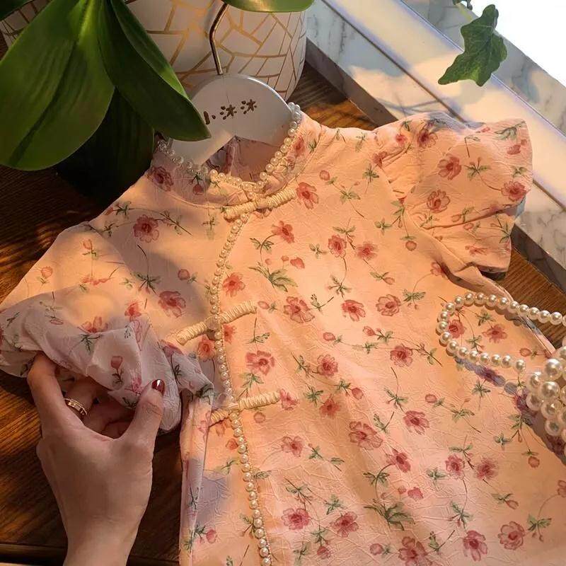 女童连衣裙新款复古夏季儿童洋气旗袍公主裙子小童汉服女宝宝夏装