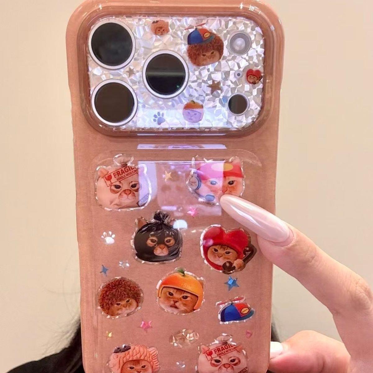趣味可爱卡通垃圾袋头套猫咪适用苹果17promax手机壳iphone18pro新款16小众15pro个性创意17全包防摔保护套