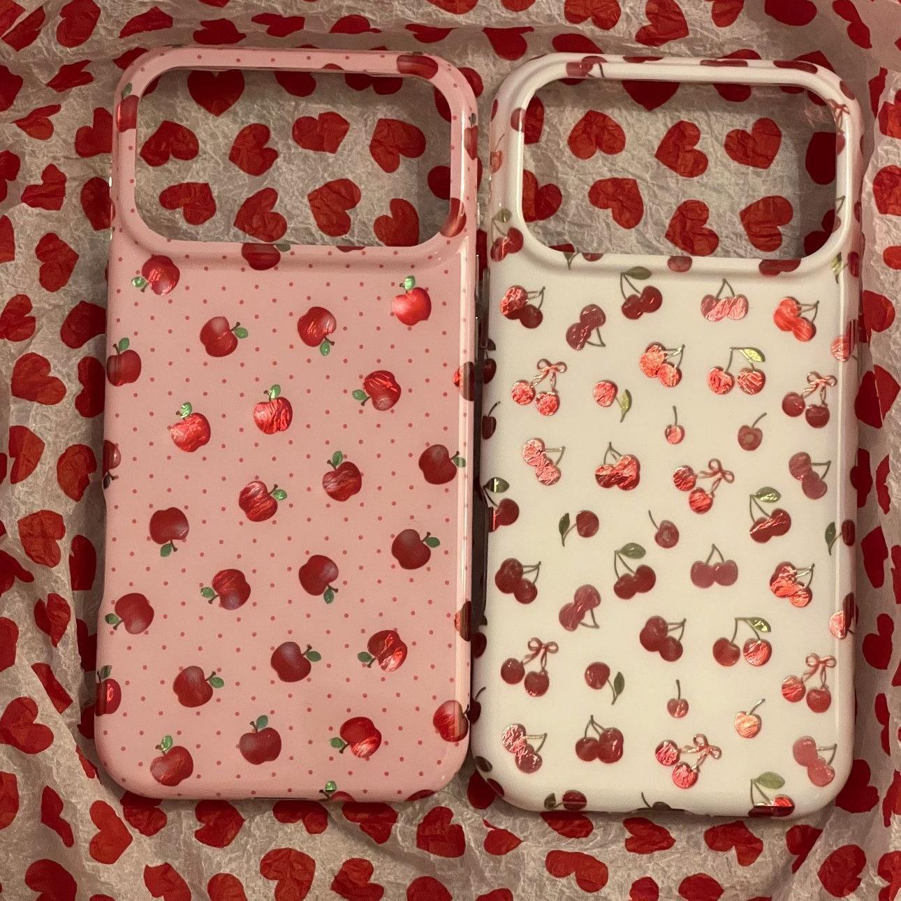 韩系小众鎏金满屏樱桃适用苹果17promax手机壳iPhone17pro新款女16pro磨砂15pro双层16pm超好看防摔保护套17