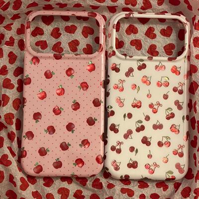 韩系小众鎏金满屏樱桃适用苹果17promax手机壳iPhone17pro新款女16pro磨砂15pro双层16pm超好看防摔保护套17