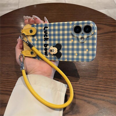新款可爱田园风蓝格子手机壳