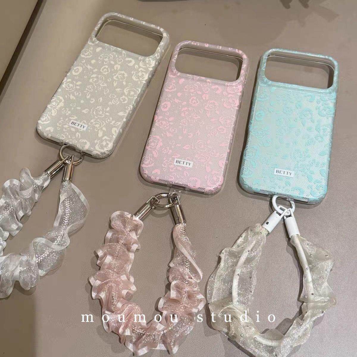 ins氛围感蕾丝玫瑰花适用苹果17promax手机壳iphone16新款15pro女款16pm全包保护壳