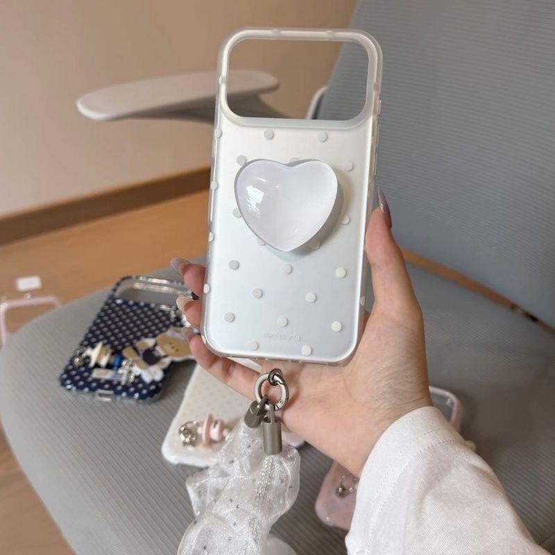 银白高级清冷感波点ins适用17pro苹果17ProMax手机壳iPhone16Promax全包17新款保护套18promax手提