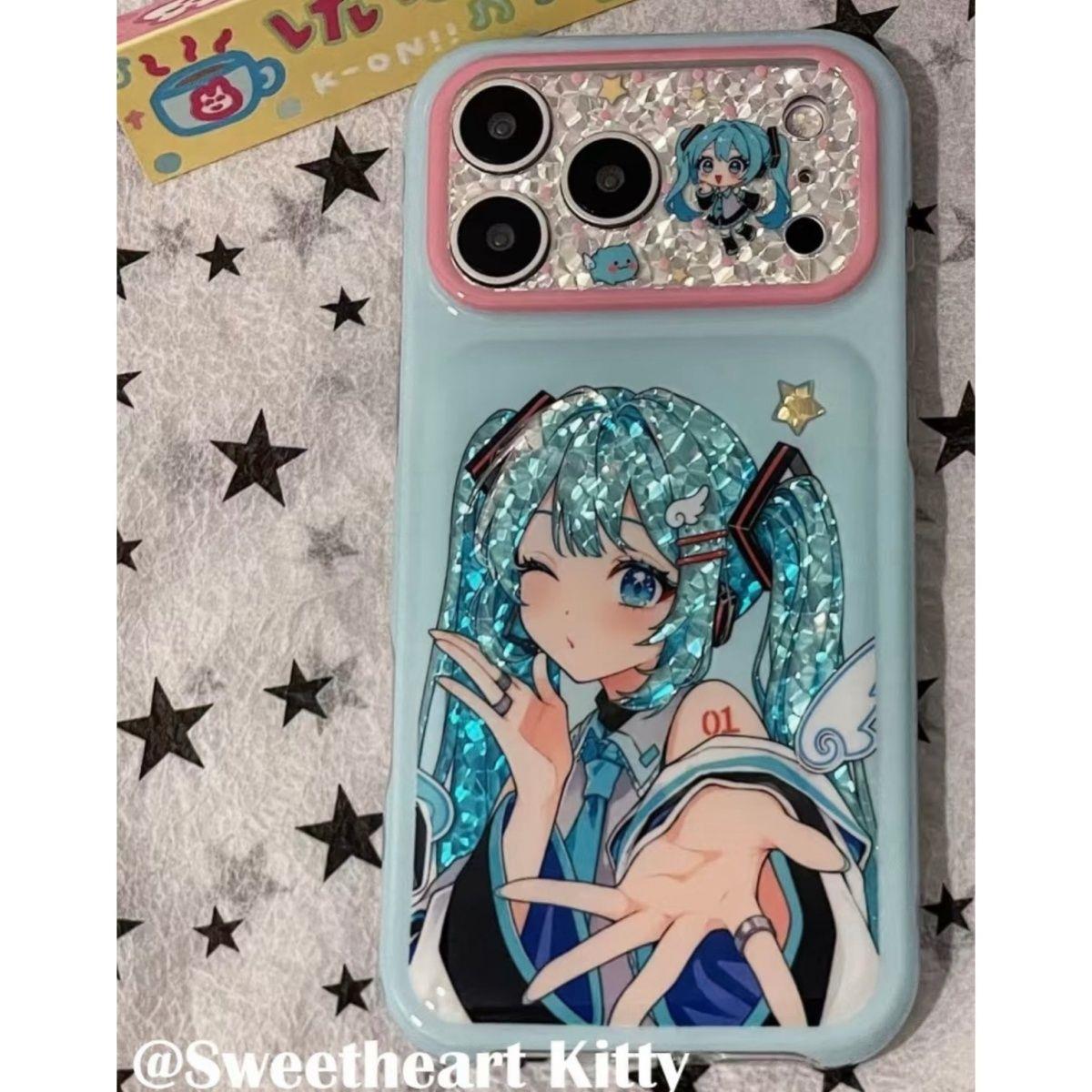 小众高级感菱格头发初音未来适用18promax苹果16手机壳全包边iPhone15防摔保护套16promax个性iPhone17潮新款