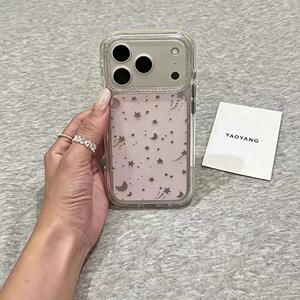 ins韩风半透紫色鎏金星星月亮适用苹果17promax手机壳iphone16pro新款15挂绳14气囊双层13女17全包防摔保护套