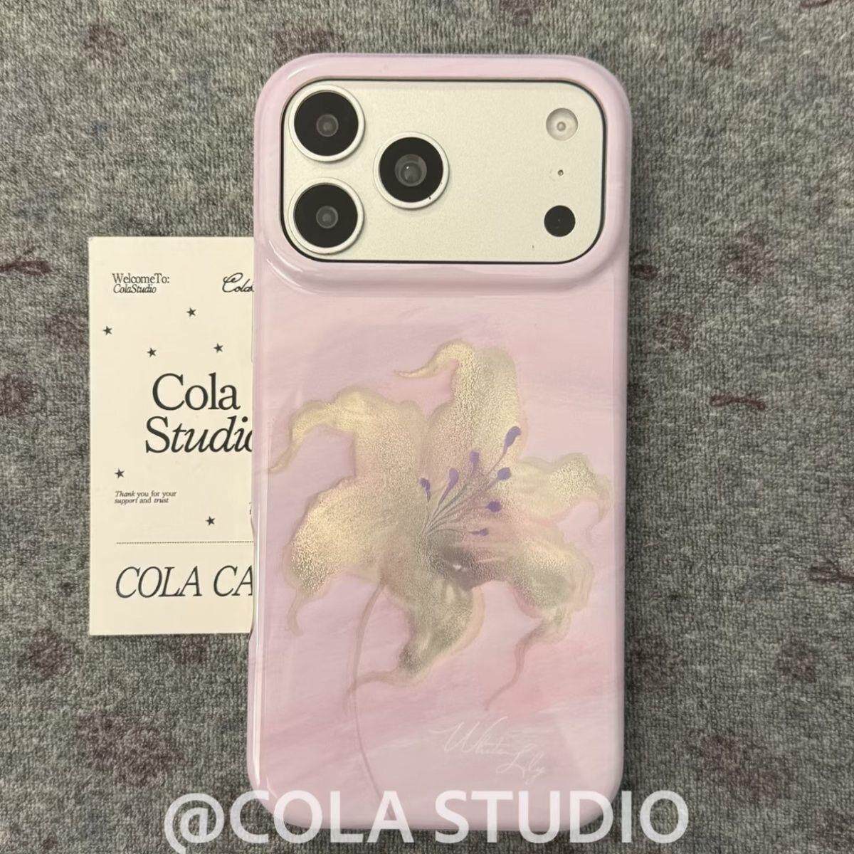 超仙闪粉淡紫色百合花适用苹果17promax手机壳iphone17新款16保护套15女款16pro全包防摔17Pro超好看