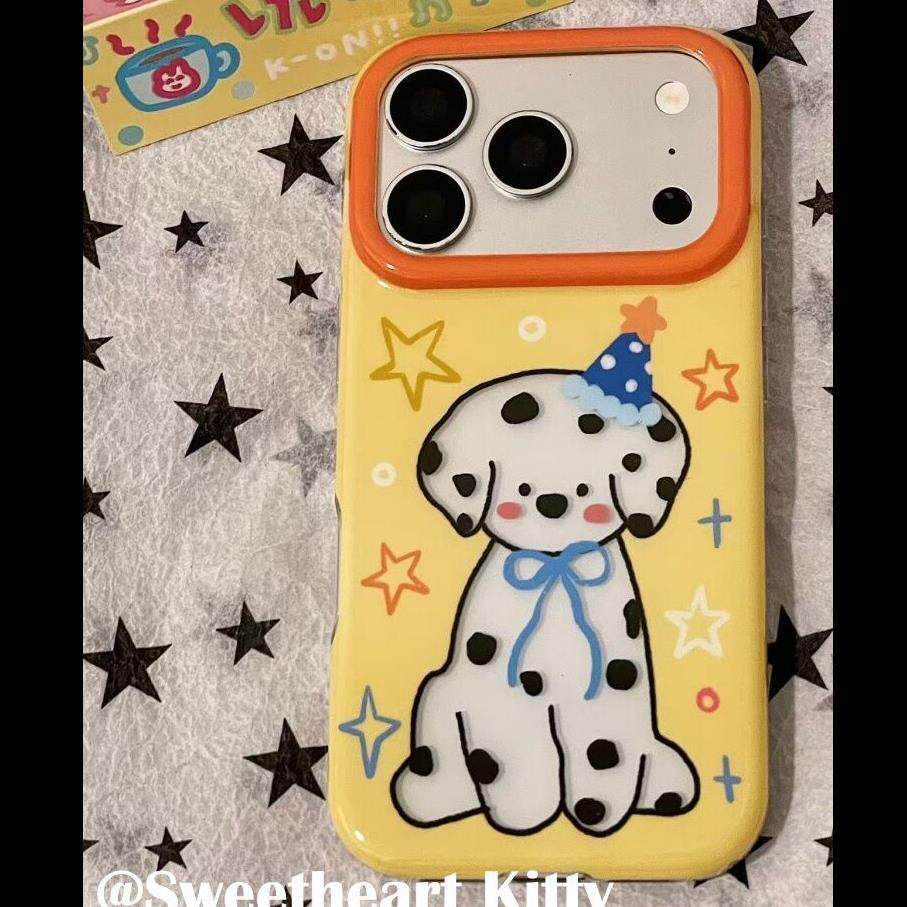 童趣波点蓝生日帽线条镂空适用iPhone18promax手机壳15新款17pro网红女款13创意全包防摔18pro超好看17保护套