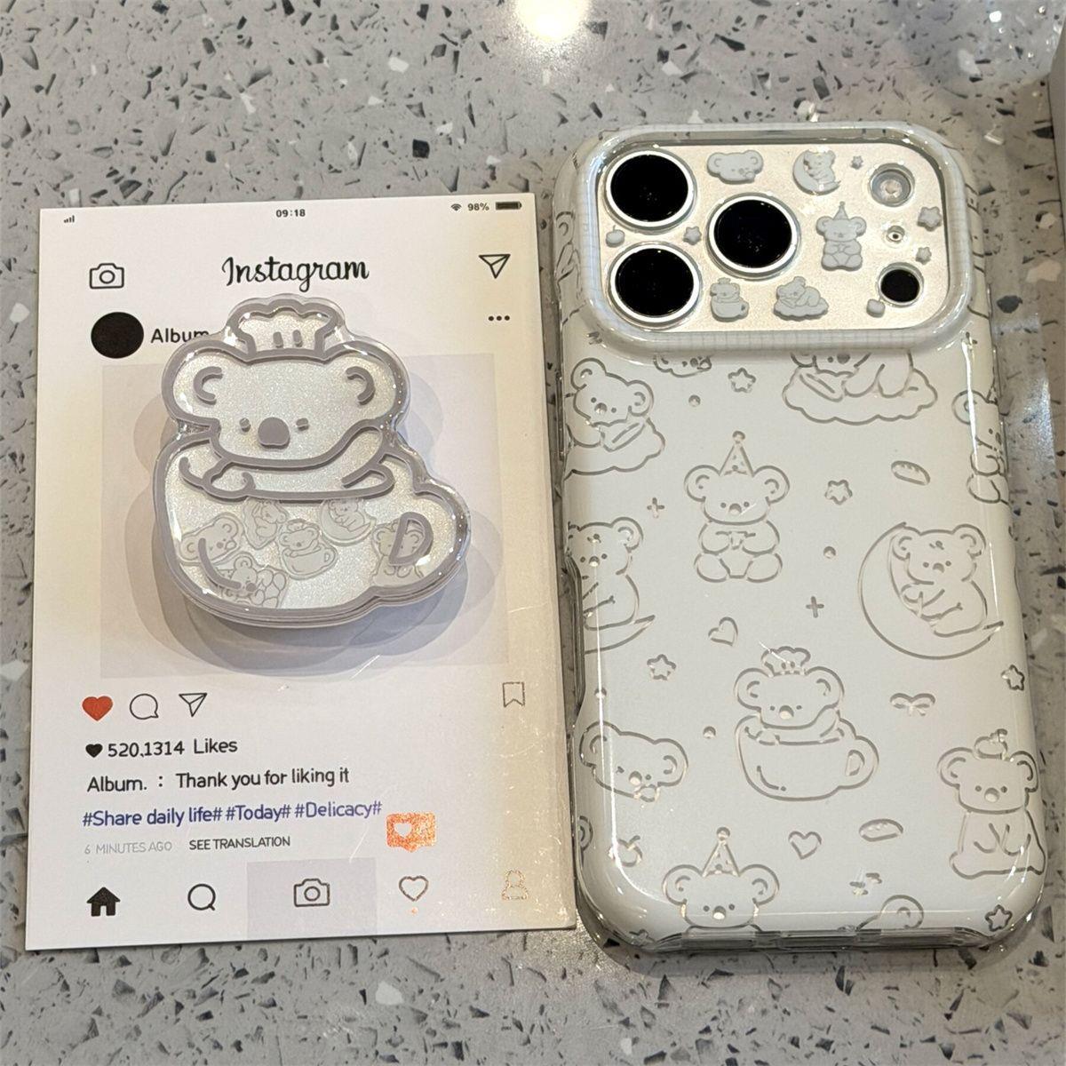 白底满屏线条考拉适用苹果手机壳新款iPhone17可爱西高地17pro全包防摔16PROMA1超好看15高级感pm小众女款ins