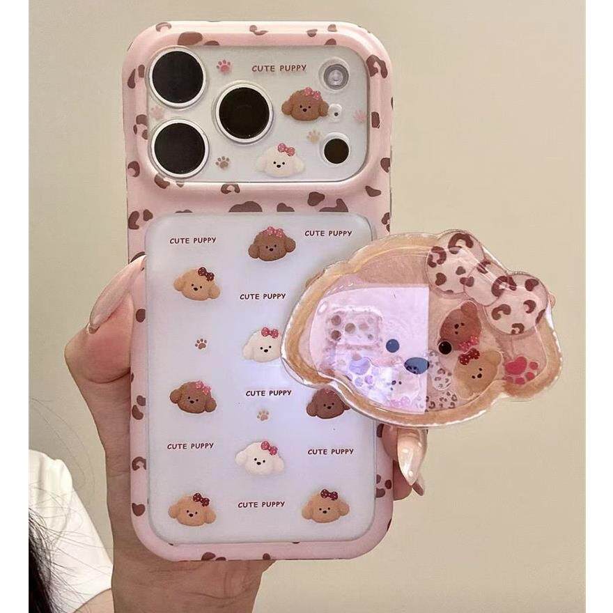 适用于iphone18promax手机壳治愈萌宠17pm豹纹爪印白棕小狗脑袋16可爱卡通童趣创意新款防摔