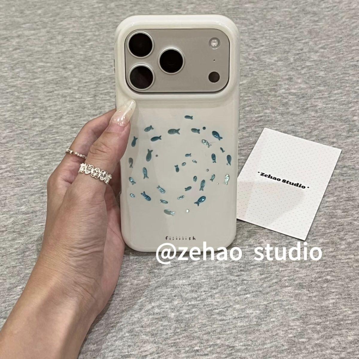 ins小众极简旋涡小鱼适用苹果17手机壳iphone17promax保护套16Pro硅胶15高级感新款全包防摔简约冷淡风女款软
