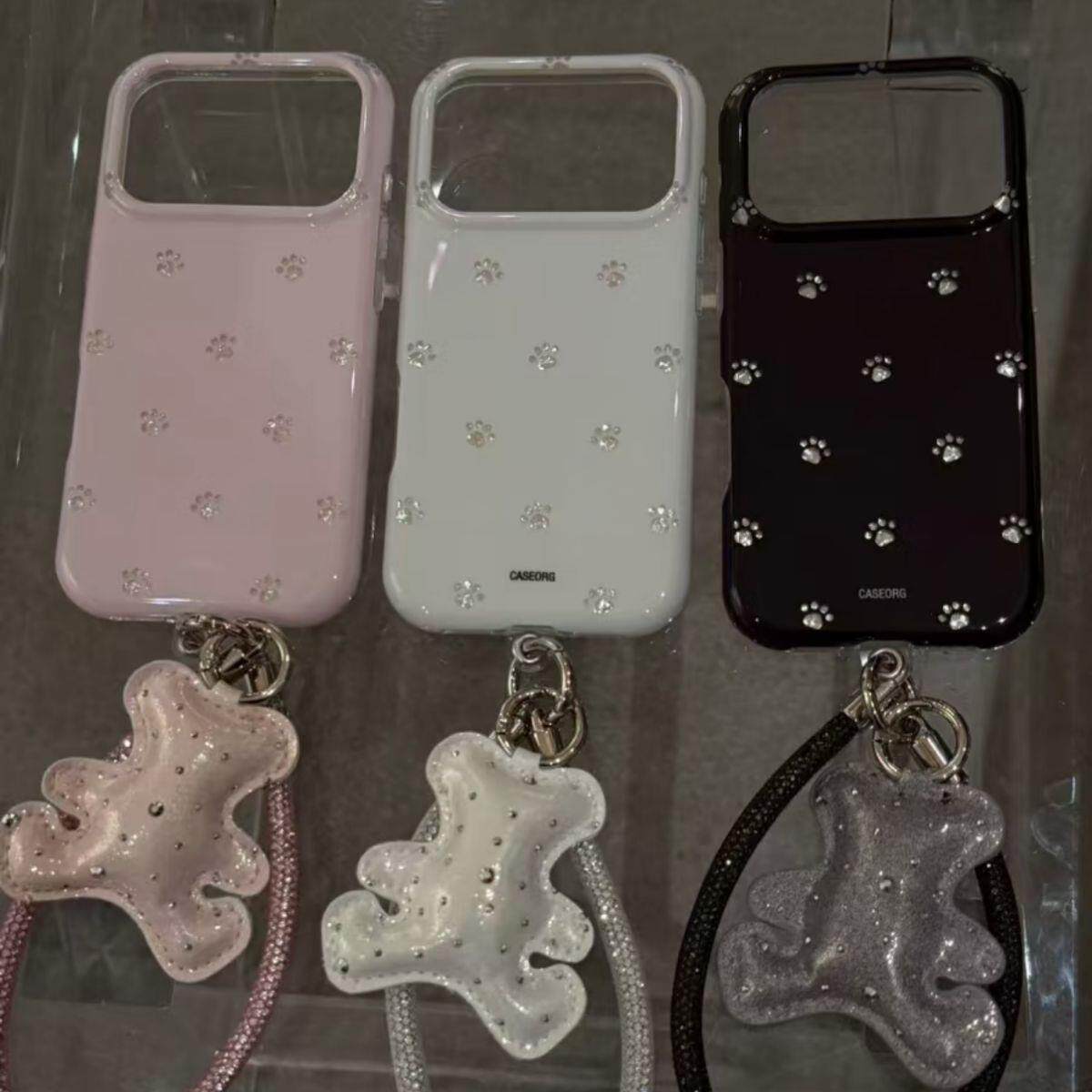 镭射狗爪小熊挂绳适用苹果17promax手机壳iphone17新款16pm少女17pm可爱16pro韩系17防摔Pro全包手机套