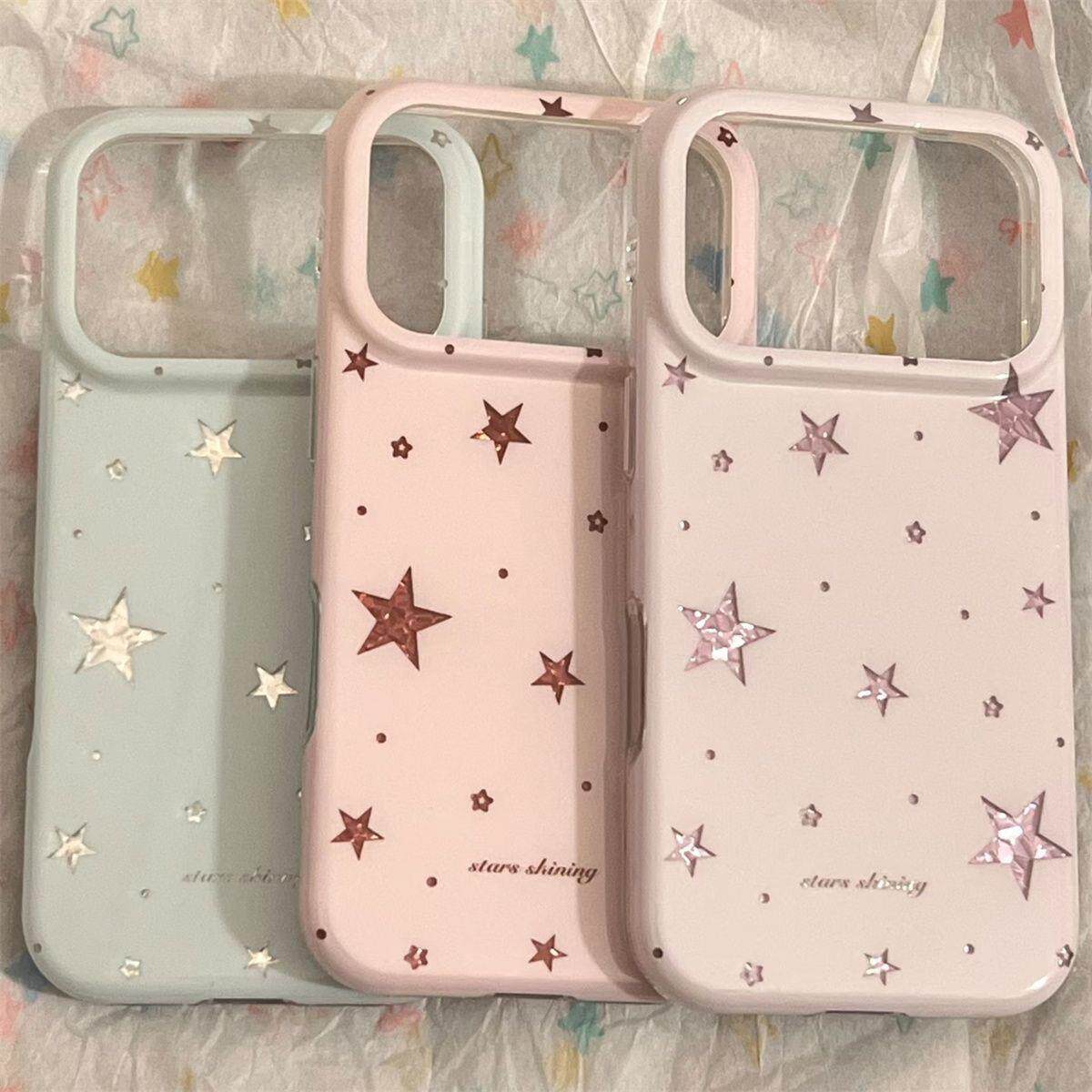 氛围感镭射闪粉星星适用iPhone17promax手机壳15新款17pro网红女款13创意全包防摔16pro超好看17保护套