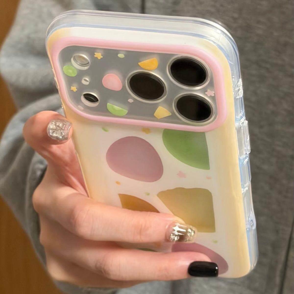涂鸦横版水果奶油蛋糕切面适用苹果17promax手机壳iphone16新款15pro女款14pm全包保护壳