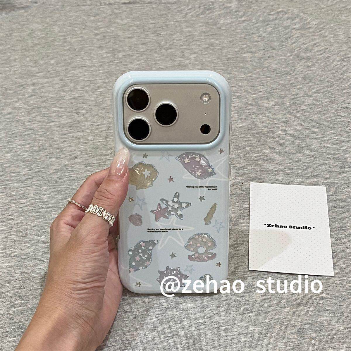 ins海洋贝壳纹海星适用苹果17promax手机壳iphone17pro女新款16pro小众创意15pro超好看独特17防摔保护套网红
