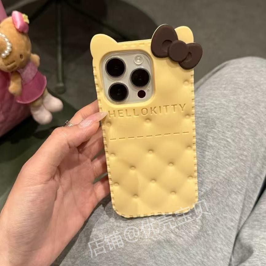 卡通立体饼干蝴蝶结适用iphone16promax手机壳苹果15硅胶14全包13软壳13promax女14promax网红15promax新16潮