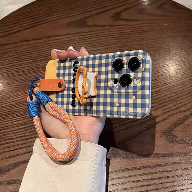 小清新田园猫咪支架适用iPhone14promax苹果13手机壳11手绳15女12