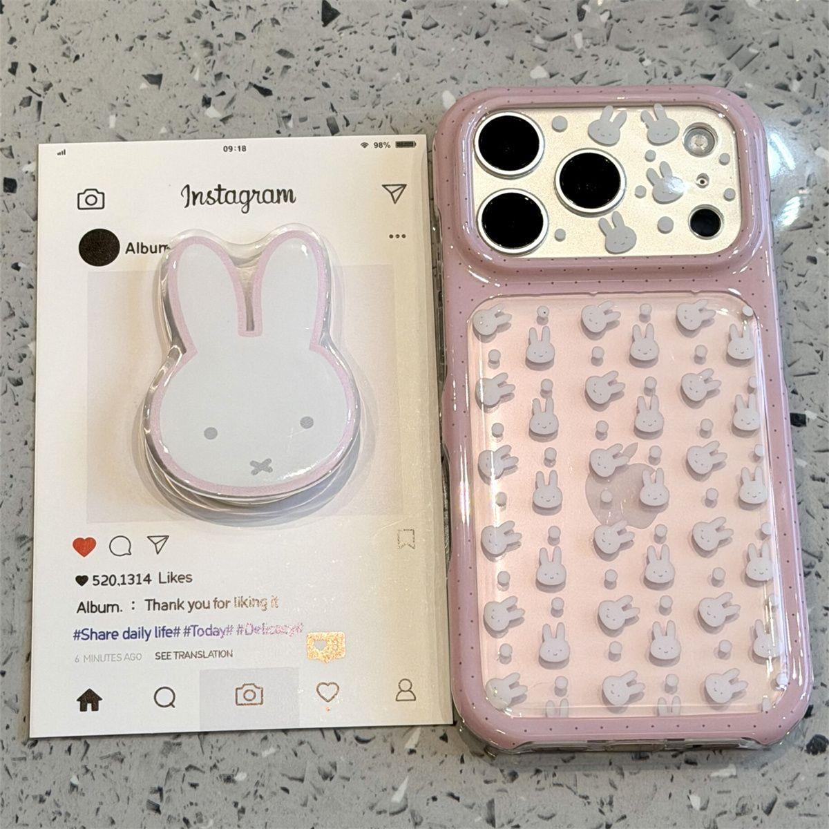 适用于iphone17promax手机壳可爱16pm粉边透明底波点米菲兔脑袋15少女心软萌甜美防摔保护壳