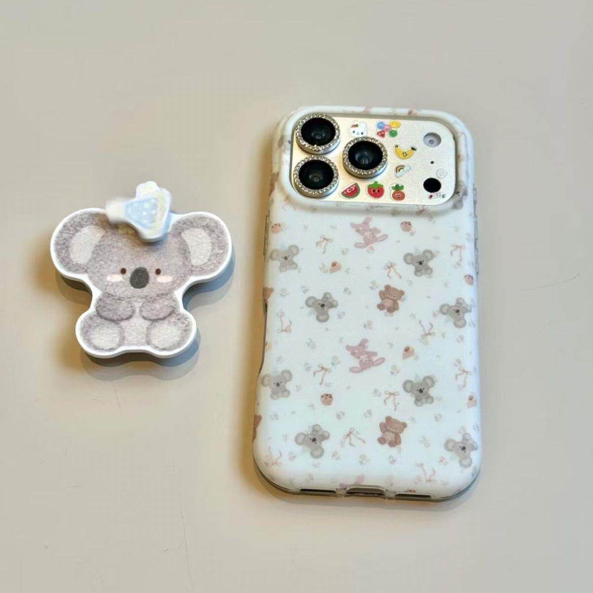 圆边磨砂蝴蝶结考拉小熊兔子iphone17pro手机壳苹果16可爱15少女