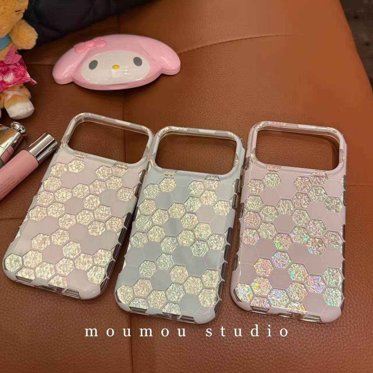 ins韩系镭射菱形方块适用苹果17promax网红新款iPhone16promax手机壳17Pro高级感15P时尚潮流16Pro少女保护套