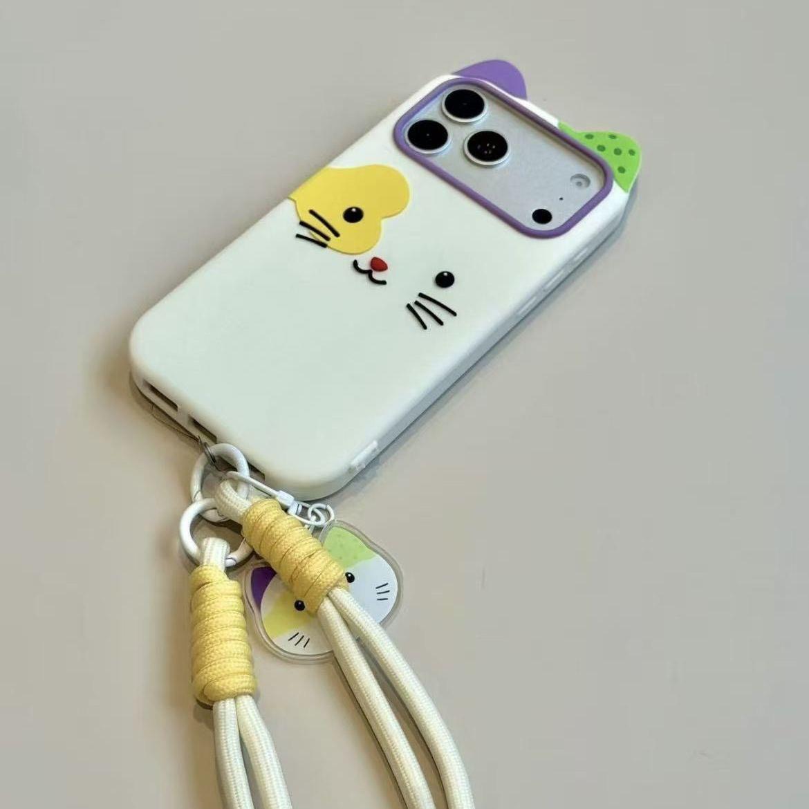 可爱立体耳朵小怪猫咪表情硅胶适用于iphone17promax苹果16手机壳童趣创意搞怪新款防摔保护壳