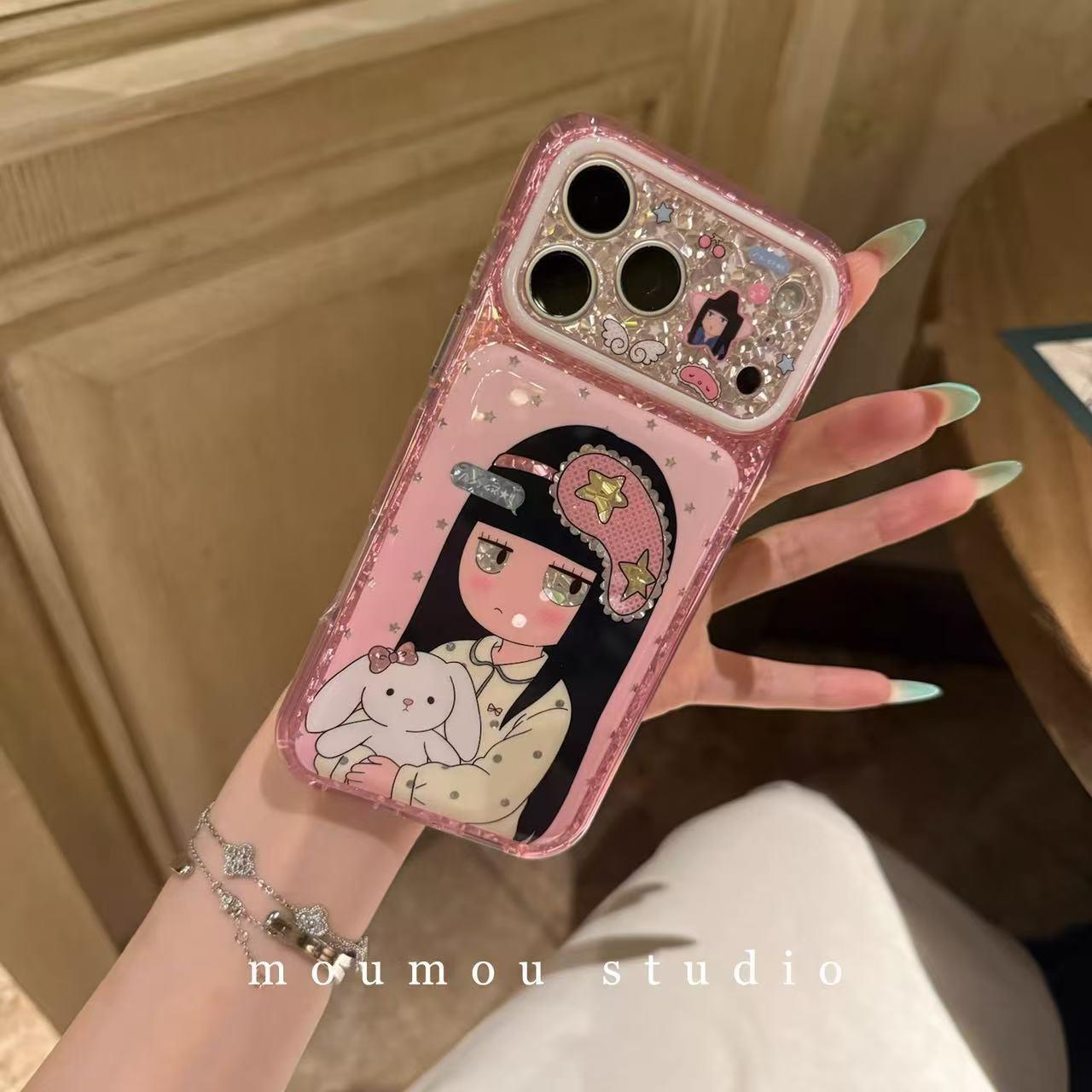 粉底贝壳纹眼罩黒沼爽子适用苹果17promax手机壳新款iPhone17pro高级感小众16的全包防摔15超薄硅胶外壳女款