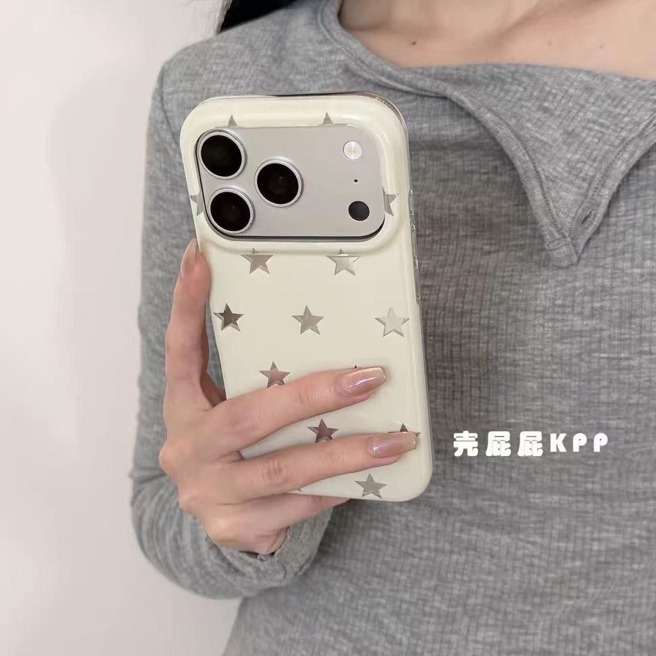 小众ins白底满屏五角星适用苹果17promax新款iPhone16promax手机壳14Pro个性简约17Pro高级感15P少女17保护套