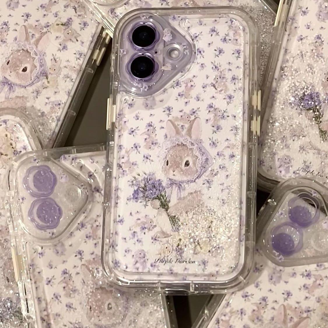 IN卡通紫色碎花小熊适用iphone17手机壳苹果17promax双层17pro防摔16个性15创意14女13网红16promax新款16p潮