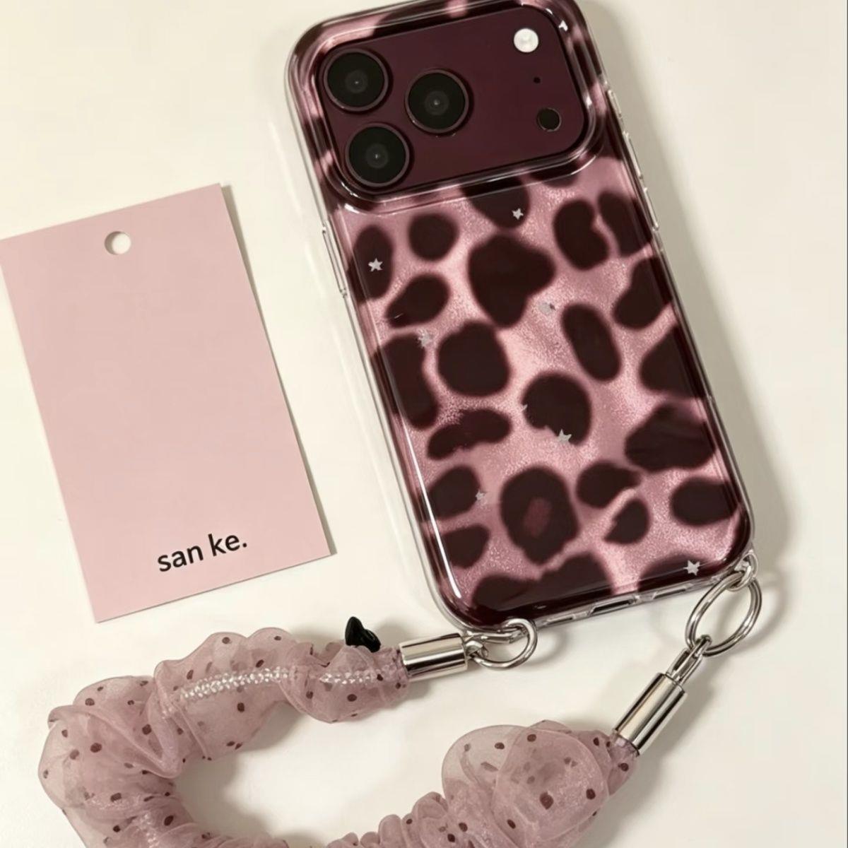 极光紫色豹纹适用苹果18promax手机壳iphone17新款17pm日韩18pro高级16pro氛围感15pm挂绳17全包保护套