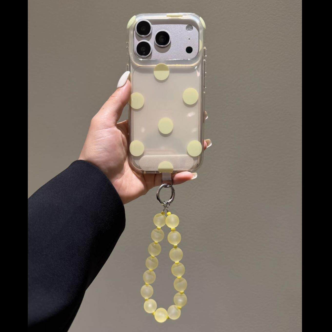 ins风温柔简约糖果色清新波点适用于苹果17promax手机壳iphone16pro新款13女14pro带链条15pro全包防摔手机套